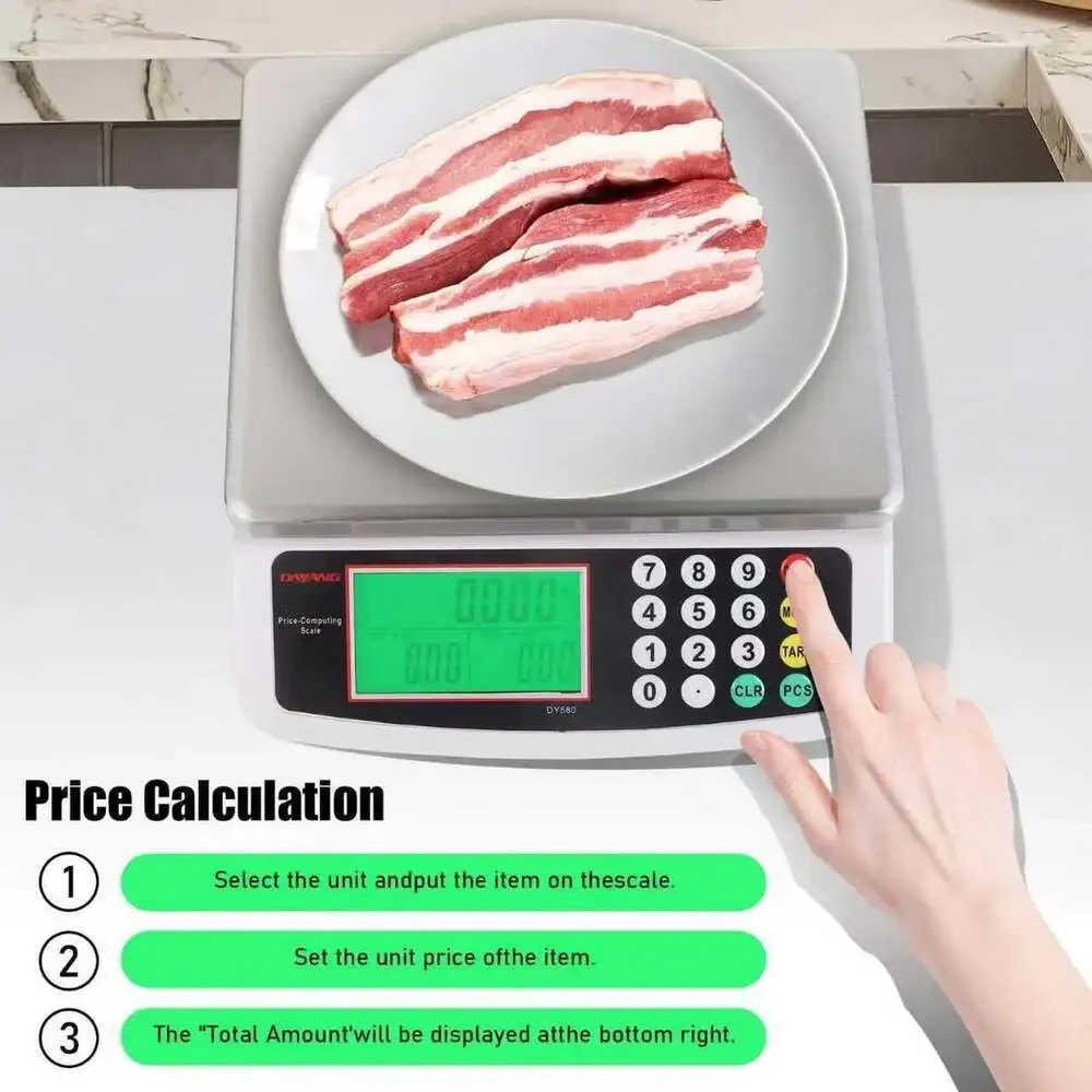 Digital Kitchen Scale 30Kg Stainless Steel Food Scale with LCD Display and Price
